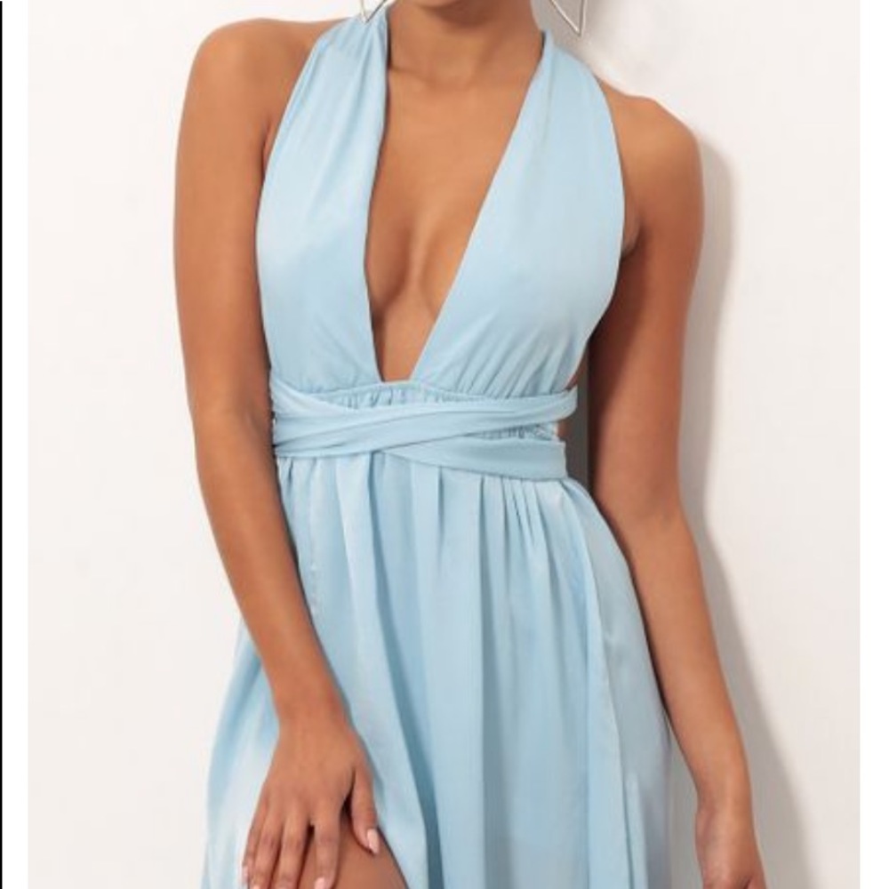 Lucy in the Sky Samara Maxi Dress in Satin Blue